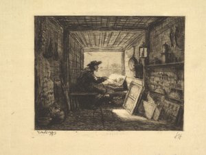 小船工作室，来自《航海之旅》系列，1862年，1861年。 作者 查尔斯·弗朗索瓦·杜比尼