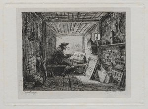 乘船游览：1861年，船上工作室。 作者 查尔斯·弗朗索瓦·杜比尼
