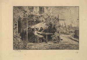阿斯尼耶尔的告别早餐，1861年。 作者 查尔斯·弗朗索瓦·杜比尼