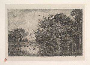 沼泽，1851年。 作者 查尔斯·弗朗索瓦·杜比尼
