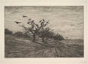 树满乌鸦，1867年。 作者 查尔斯·弗朗索瓦·杜比尼