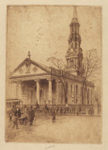 纽约百老汇的圣保罗教堂，1906年。