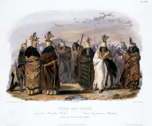 Ptihn-Tak-Ochata，曼丹妇女的舞蹈》，1843年 作者 查尔斯·杰弗罗伊