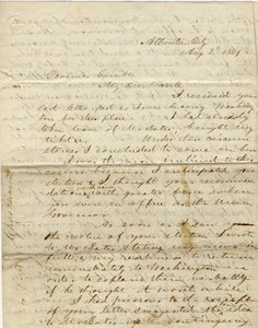 1861年8月2日，署名C.Gibson[查尔斯-吉布森]，大西洋城，给州长甘布尔[汉密尔顿-R-甘布尔]的信。 作者 查尔斯·吉布森