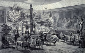 马蒂尔德公主的冬季花园，由查尔斯-吉罗（1819-1892）用灰色墨水和水粉画绘制。 作者 查尔斯·吉罗