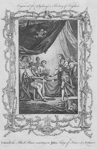 黑王子爱德华（Edward the Black Prince）在法国约翰·金（John King）的囚徒上等待，1773年。 作者 查尔斯·格里尼翁