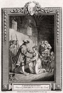 伊丽莎白·葛雷夫人（Elizabeth Grey），请爱德华四世（Edward IV）恢复自己的土地，十五世纪，1777年