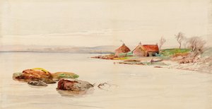 有别墅的海岸风光（水彩画）