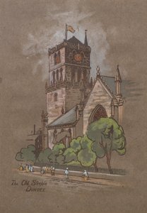 The Old Steeple, Dundee (hand-coloured print)