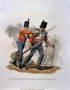 根据最新规定1812&39;，由英国帝国军队服装的第53团轻步兵军官和私人，由JC Stadler雕刻，由Colnagh出版