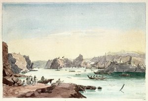 马斯喀特小溪（阿曼）。查尔斯-汉密尔顿-史密斯中校（1776-1859 年）的画作 作者 查尔斯·汉密尔顿·史密斯