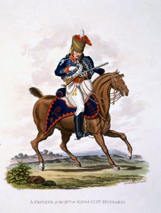根据“最后的规定”，1812年至15月出版的“大英帝国服装”（手绘色的aquatint）的15号或国王轻型龙骑兵（Hu骑兵）的私人制服