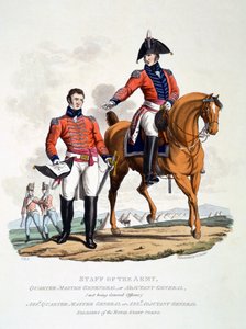 皇家工作人员军队的制服，根据“最后规定”的“大英帝国服装”，于1813年出版（手工彩色的aquatint）