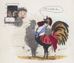Boy woken up by a cock crowing (coloured engraving) 作者 查尔斯·亨利（后）贝内特