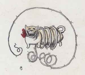 Dog with a very long curly tail (coloured engraving) 作者 查尔斯·亨利（后）贝内特