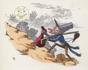 Man climbing a hill to shoot at the Moon (coloured engraving) 作者 查尔斯·亨利（后）贝内特