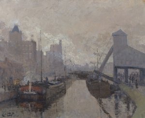 鲁贝运河，约 1910 年（布面油画） 作者 查尔斯·亨利·比扎德