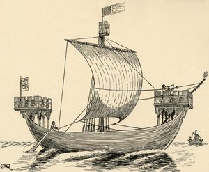 爱德华一世时期的战船，基于多佛海豹（Dover seal），1284年，1931年