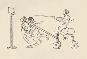 大约在1340年，男孩们在亚历山大五重奏浪漫乐队的骑术中嬉戏玩耍。Bodleian，1931年 作者 查尔斯·亨利·伯恩·奎纳尔