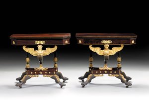 两张古典雕花卡桌，约1815年（镀金玫瑰木） 作者 查尔斯·奥诺·兰努埃