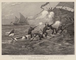 非洲西海岸抑制奴隶贸易的困难（版画） 作者 查尔斯·J·斯坦尼兰（后）