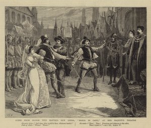来自Signor Tito Mattei的新歌剧，Maria Di Gand，女王陛下剧院的场景 作者 查尔斯·J·斯坦尼兰
