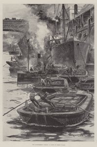 Lightermen&39;s Strike，新鲜码头的场景 作者 查尔斯·约翰·德·莱西