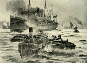 战争的爆发--离开英国前往海角的交通工具》，1900年。 作者 查尔斯·约翰·德·莱西
