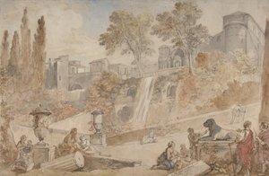 蒂沃利的埃斯特别墅的花园，1760年。 作者 查尔斯·约瑟夫·纳托尔