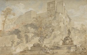 蒂沃利埃斯特别墅的罗马喷泉，1765年。 作者 查尔斯·约瑟夫·纳托尔