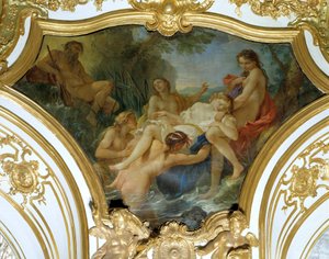 The Nymphs Withdrawing the Body of Psyche 天花板绘画查尔斯·约瑟夫·纳图尔 (Charles-Joseph Natoire 作者 查尔斯·约瑟夫·纳托尔