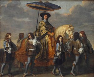 塞奎尔总理在路易十四进入巴黎时，1660年 作者 查尔斯·勒布朗