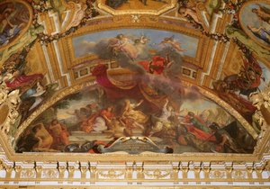 荷兰接受和平并于1678年从神圣罗马帝国和西班牙脱离，Galerie des Glaces的天花板画 作者 查尔斯·勒布朗