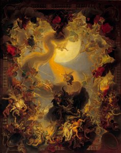 叛逆天使的陨落。 查尔斯·勒布伦 (Le Brun) 的绘画 (1619-1690) 作者 查尔斯·勒布朗