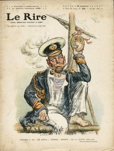 Charles Leandre (1862-1934) 为 Le Rire 封面插图，28/05/10 - 英格兰大不列颠，福利，海上海洋海滨，吸烟，烟草 - 乔治五世（1865-1936） 作者 查尔斯·莱安德烈