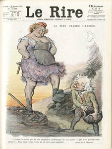 Charles Leandre (1862-1934) 为 Le Rire 封面插图，30/09/22 - 最大的幻想 - 德国普鲁士，英国 英国，赔偿 - 玛丽安，大卫劳埃德乔治 (1863-1945) - Trivialite 作者 查尔斯·莱安德烈