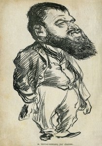 法国作家和喜剧演员伯纳德-保罗（1866-1947）的画像，他叫特里斯坦-伯纳德。查尔斯-莱昂德（1862-1934）的漫画，载于特里斯坦-贝尔纳的 "潘特鲁什和其他地方的故事"，巴黎 "Rire "小收藏馆。 作者 查尔斯·莱安德烈