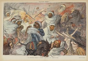 讽刺威廉皇帝二世于1905年访问丹吉尔。勒里尔的插图