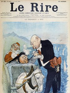 Victoria et Félix Faure in Nice - by Léandre, in “” Le Rire”” from 23/04/1898 作者 查尔斯·莱安德烈