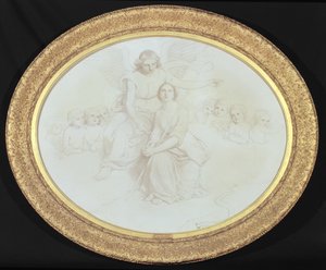 一个场景，描绘了约翰·米尔顿（约翰·米尔顿（1608-74）来自Comus的979-995行（画布上的油画和铅笔） 作者 查尔斯·洛克·伊斯特莱克