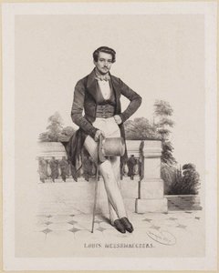 作曲家路易斯-梅塞梅克斯1809-1889的肖像，1837年。 作者 查尔斯·路易斯·鲍尼特
