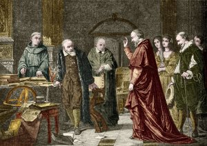 伽利略-伽利莱（Galilei dit Galilee）的囚禁，意大利天文学家（1564-1642），根据查尔斯-穆勒的画作雕刻而成 作者 查尔斯·路易斯·卢西恩（后）穆勒