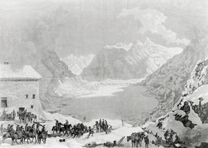 法国第一领事拿破仑·波拿巴 (1769-1821) 的军队在大圣伯纳德山口临终关怀中心，5 月 20 日 作者 查尔斯·路易斯·卢西安·穆勒