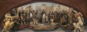 卢浮宫德农馆草图：Les quatre âges artistiques de la France - Présentation des plans à Napoléon，约 1864 年（布面油画） 作者 查尔斯·路易斯·卢西安·穆勒