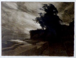 法语：  Le Vent》--属于名为《Cantique des créatures》的 9 幅石版画系列之一 作者 查尔斯·玛丽·杜拉克