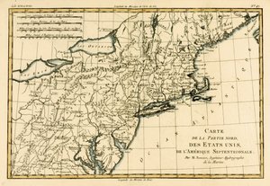 美国东北海岸，来自Guillaume Raynal（1713-96）的“地球上所有已知部分地图集”，出版于1780年日内瓦JL Pellet