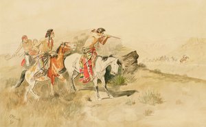 攻击Muleteers，c.1895（铅笔和纸上的wc）