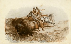 CM Russell的Buffalo Hunt 作者 查尔斯·马里恩·拉塞尔