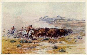 CM Russell的Buffalo Hunt 作者 查尔斯·马里恩·拉塞尔