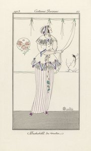 早上脱衣服，来自Parisian Costumes，pub.1913（模版印刷）